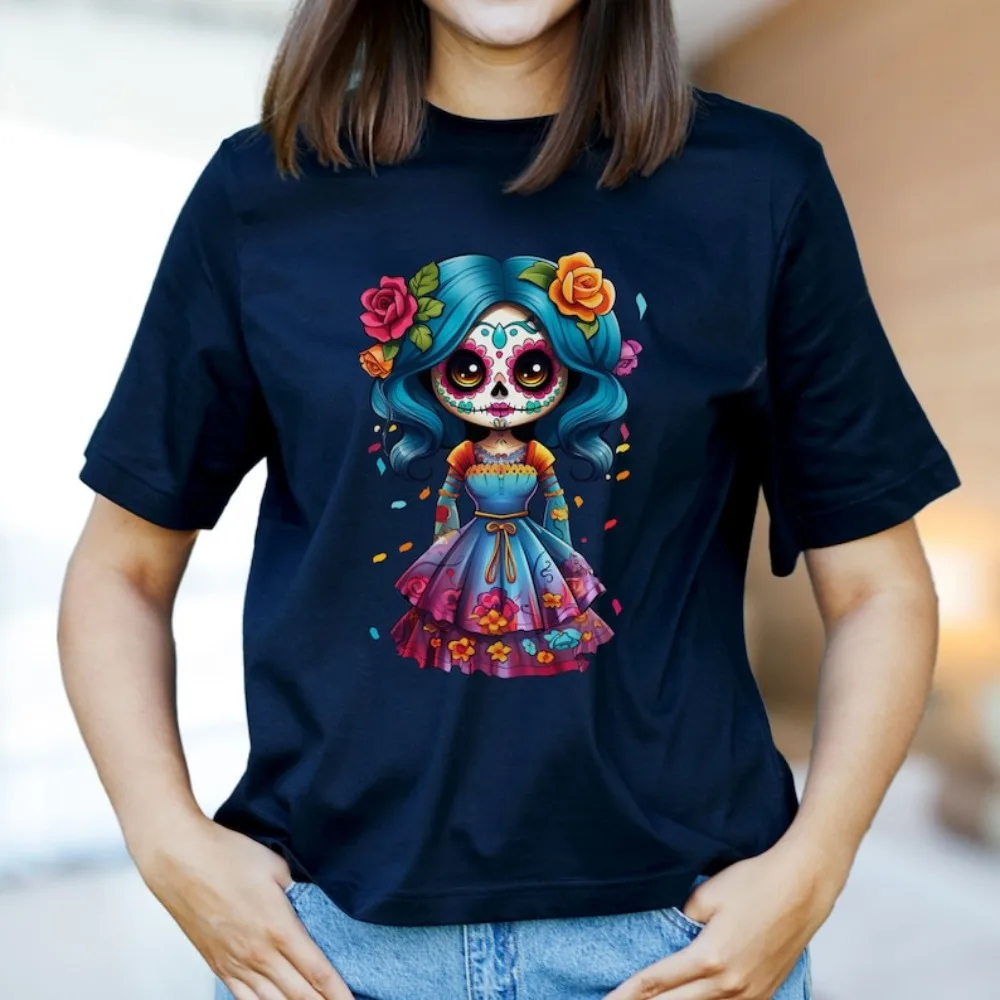 Dia De Los Muertos TShirt Catrina Unisex Top Day of The Dead Tshirt Mexican Culture Shirt Skull Shirts Flowers Tee Gift for Her