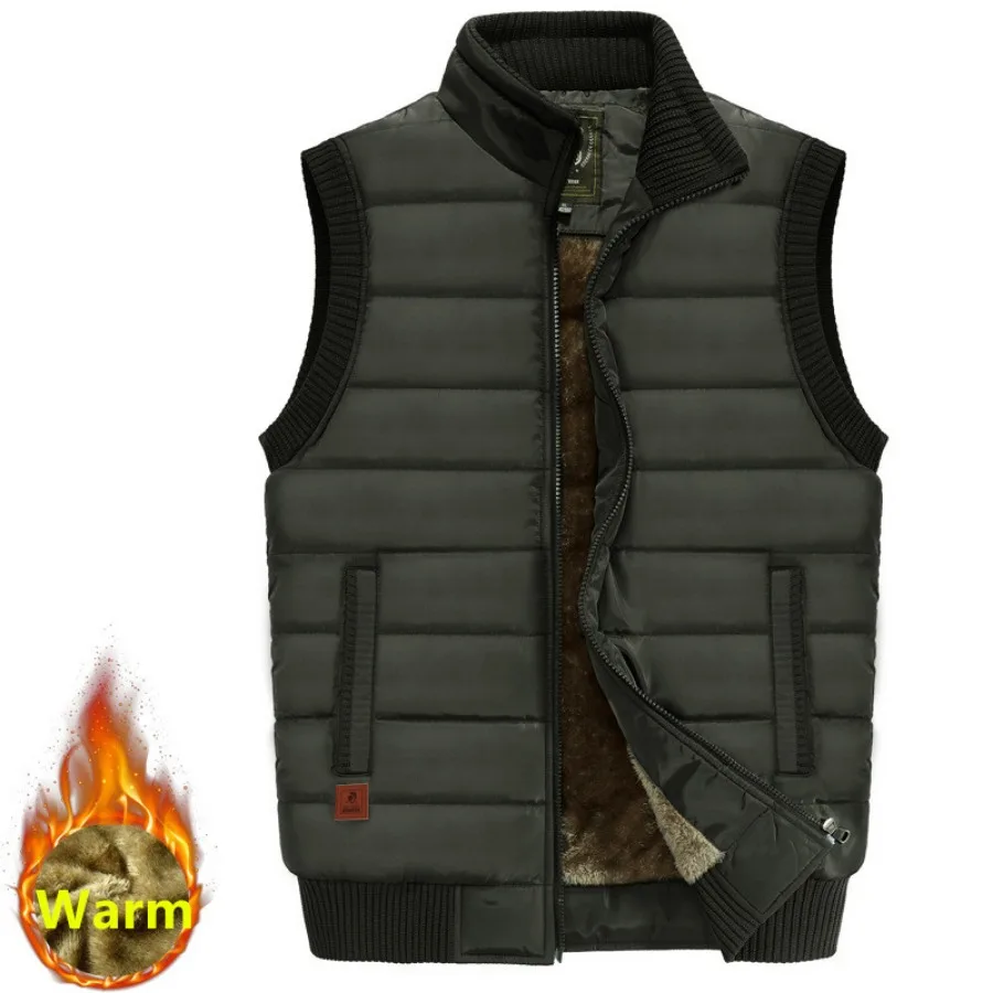 Big Size Outdoor Vest Voor Heren Herfst Winter Pluche Verdikte Warme Casual Vest Heren Fleece Gevoerde Thermische Mouwloze Jas 8xl