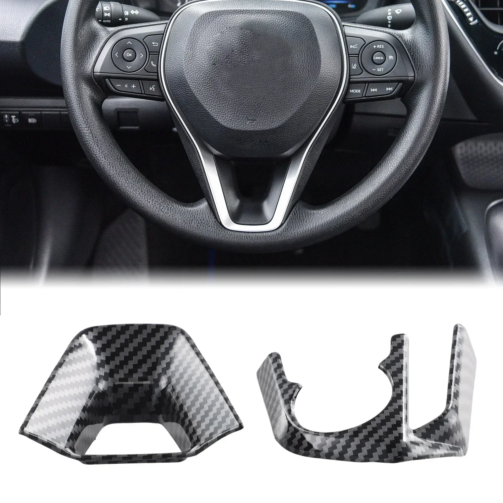 3Pcs Brand New Car Steering Wheel Button Panel Cover Trim For Toyota- For RAV4- 2019-2024 Easy Installation