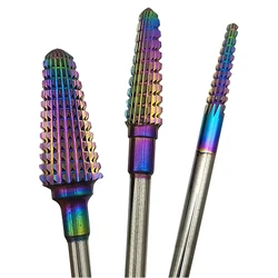 Hot Rainbow Pro Whole Carbide Nail Drill Bits Nail Art Electric Drill Machine Files Nail Art Tools cut and polish bottom nail