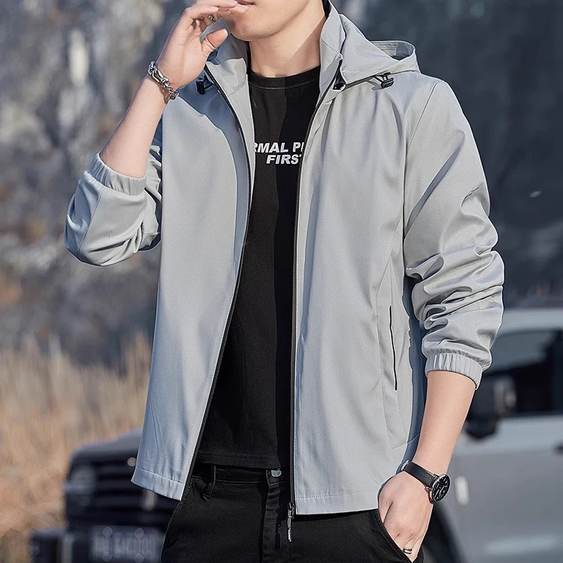 

Высококачественная мужская ветровка Qui-Dry Sport Jaet, тонкое повседневное пальто с капюшоном, молодежное пальто из полиэфирного волокна, длинная застежка-молния