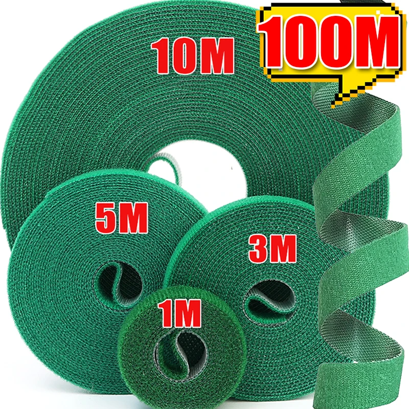 2/100M Nylon Plant Ties Garden Twine Self Adhesive Plant Bandage Hook Loop Vine Wrap Support Cable Tape Garden Fastening Strips