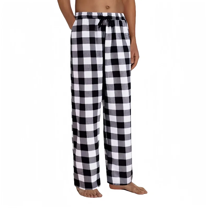 Spring Autumn Men's Checkered Pajama Pants Fashion Home Plaid Lace Up Elastic Casual Sleeping Trousers Male Sports Yoga Pants