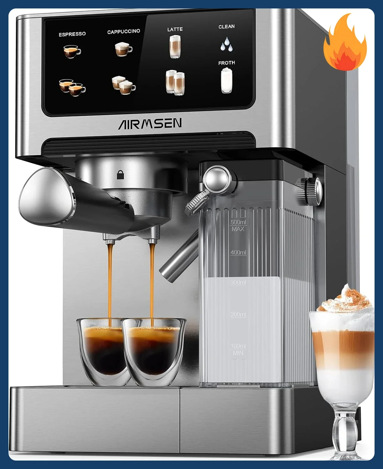 

[Discounted Price!]20 Bar Espresso Machine with Automatic Milk Frother, Cappuccino & Latte Coffee Maker with Quick Brew Dual Boi
