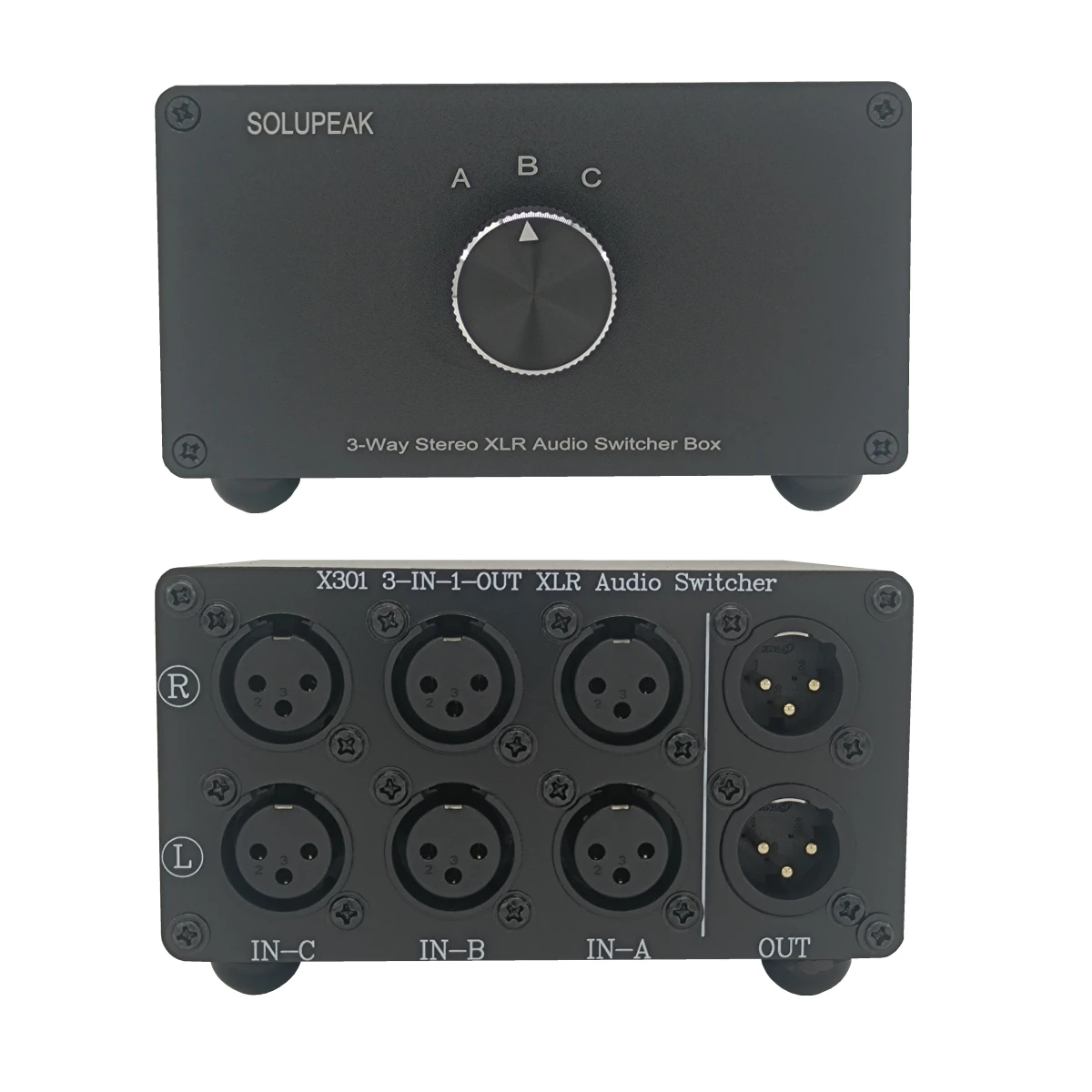 

3 IN 1 OUT audio switcher XLR switch box 3 way Stereo Balance source input signal selector splitter Passive for HIFI