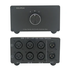 3 IN 1 OUT audio switcher XLR switch box 3 way Stereo Balance source input signal selector splitter Passive for HIFI