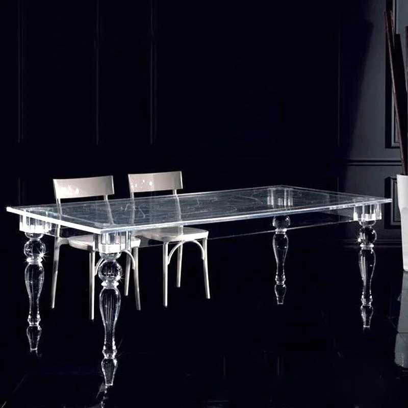 Restaurant Modern Design Banquet Transparent Acrylic  Crystal Glass Leg Dining Table Acrylic Hotel Tables