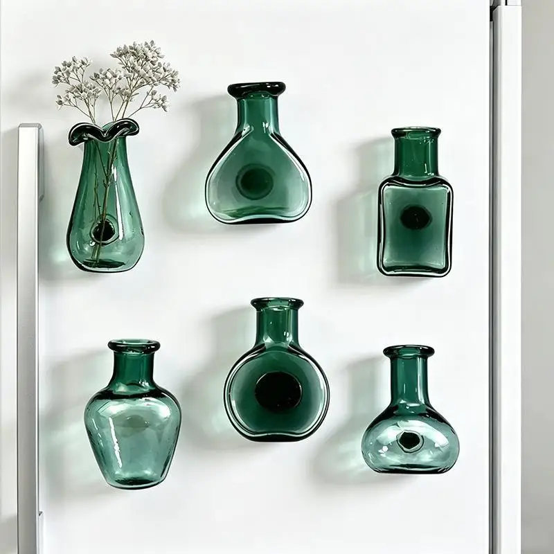 Mini-Glasvasen-Kühlschrankmagnet-Set mit starker magnetischer Haftung, sicherem Halt, klare Dekoration für Küche, Kühlschrank, Büro – Detail 5