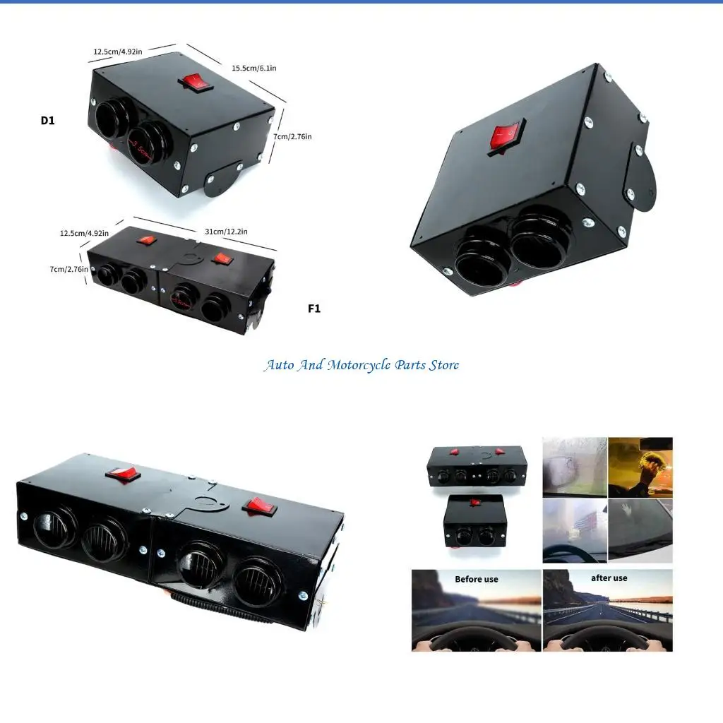 P9FD 12V/24V Car Demister Defroster 800W Heating Dryer Car Electric Heater Heating Fan Windshield Defogger Easy Installation