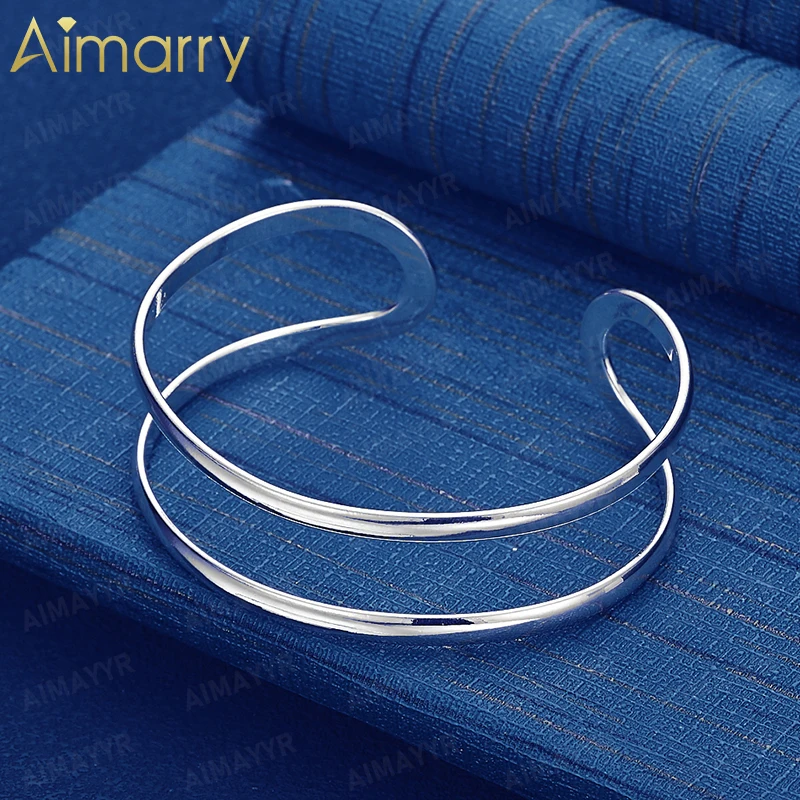 925 Sterling Silver Smooth Twisted C-shaped Bracelet for Women's Parties Banquets Weddings High-quality Fashion Jewelry