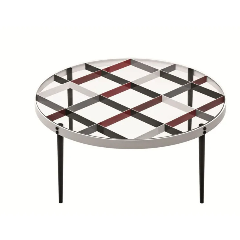 Light luxury round niche designer tempered glass coffee table sofa