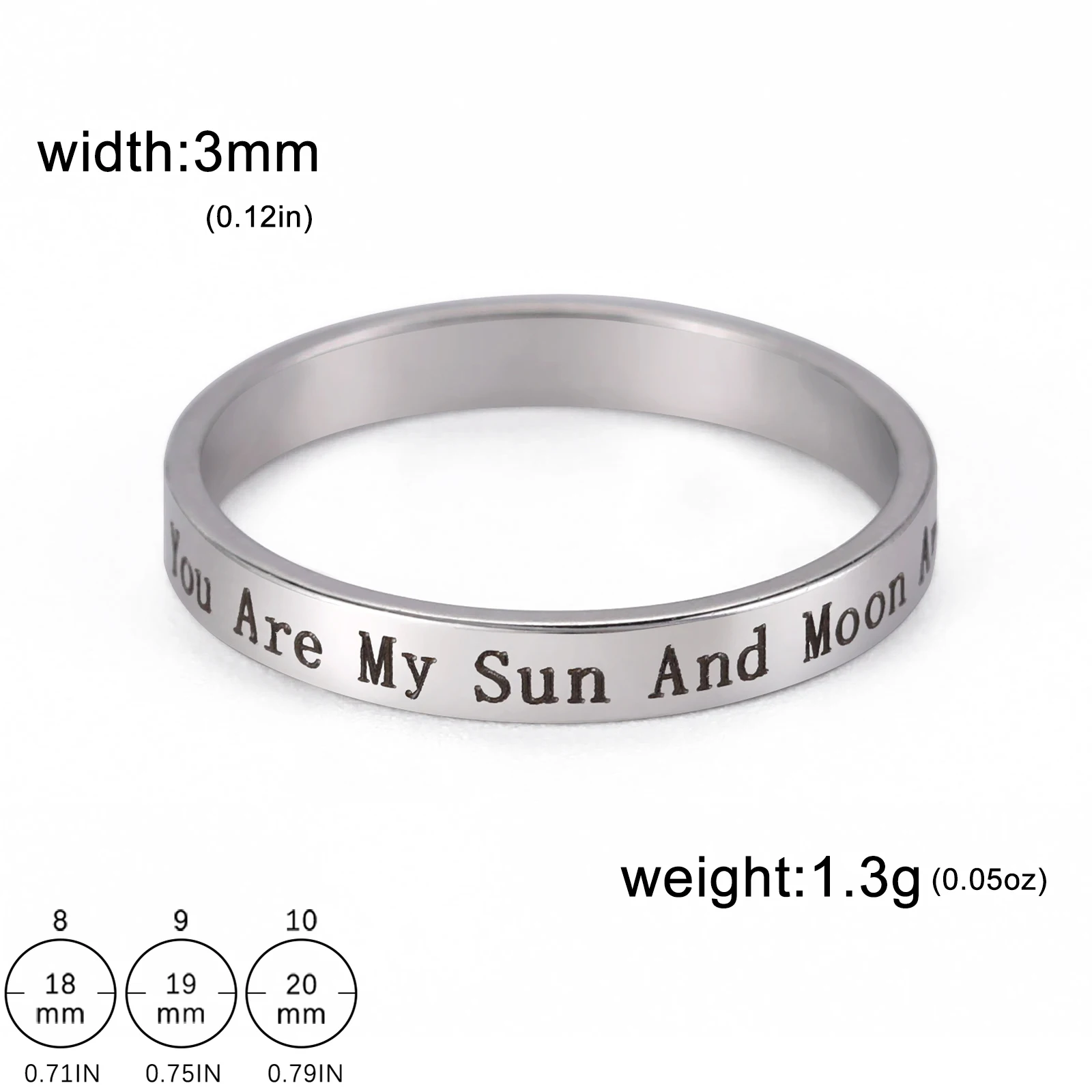 Cooltime Positive Words Inspirational Ring for Women Men Stainless Steel Finger Rings Fashion Jewelry Friendship Engagement Gift