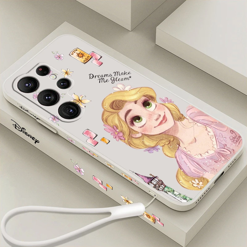 Princess Tangled Rapunzel Liquid Left Rope For Samsung Galaxy S24 S23 S22 S21 S20 FE S10 Ultra Plus Lite 5G Cover TPU