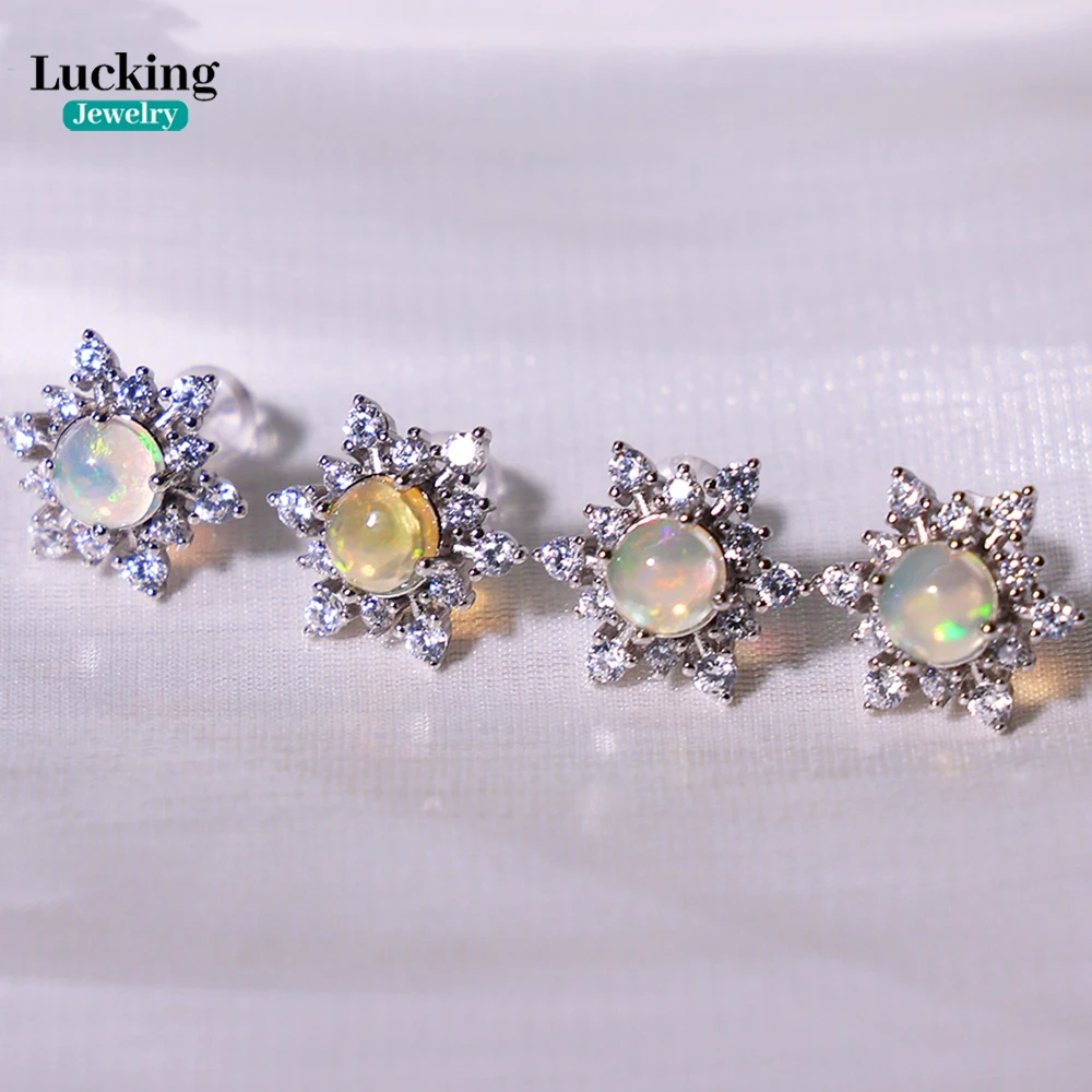 

Top Australian Opal 925 Sterling Silver Stud Earrings for Fine Jewelry Gift , Healing Crystal Crafts, Boho Decor