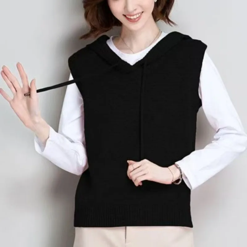 2025 여성용 신상 스웨터 베스트 봄 가을 후드 스웨터 말 클립 재킷