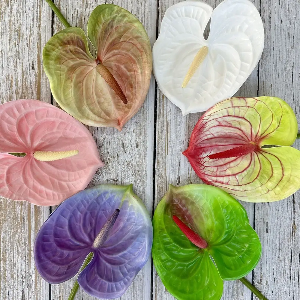 NEW Multicolor Artificial Small Anthurium Soft Rubber 60cm Simulation Plant Real Touch Photo Props Fake Flower DIY Accessories
