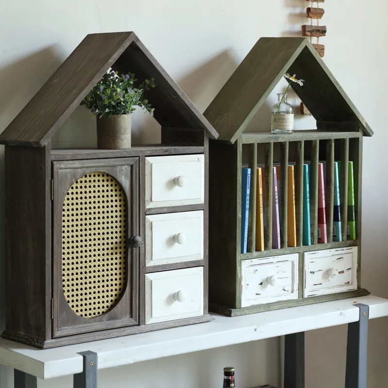 

American pastoral solid wood cabinets, multi-functional storage racks, book storage racks, grocery storage cabinets, retro