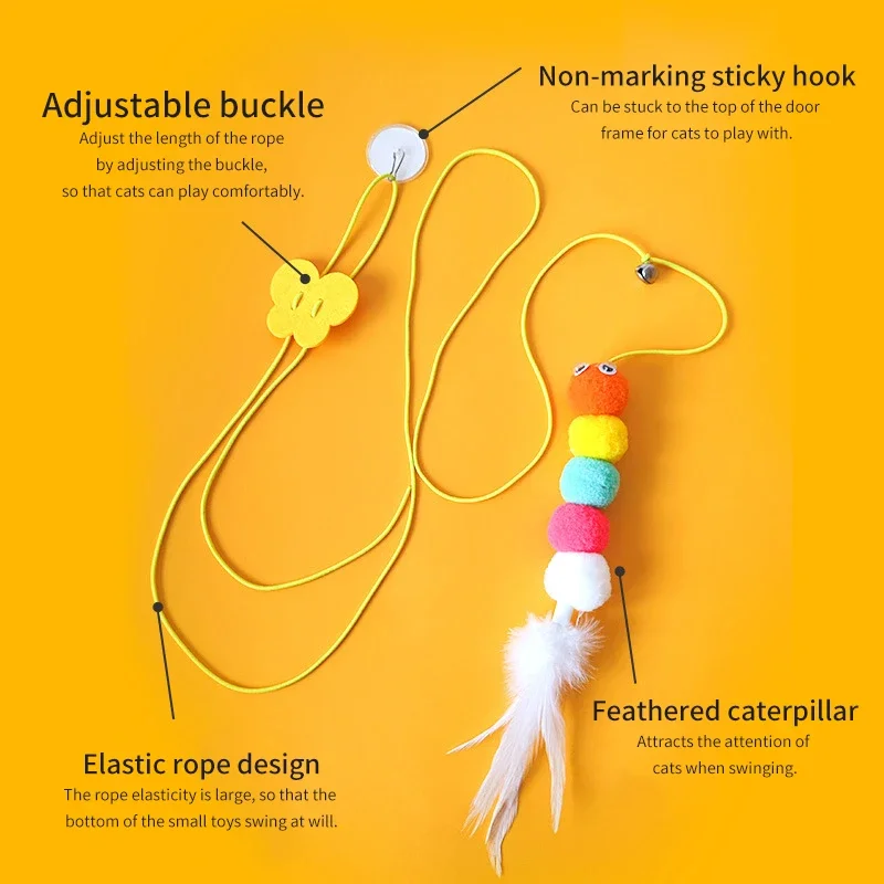 Cat Toys Swing Sticky Disc Elastic Hanging Door Teasing Cat Rope Long Rope Teasing Cat Cats Toy Cats Accessories Pet Kitten Toy