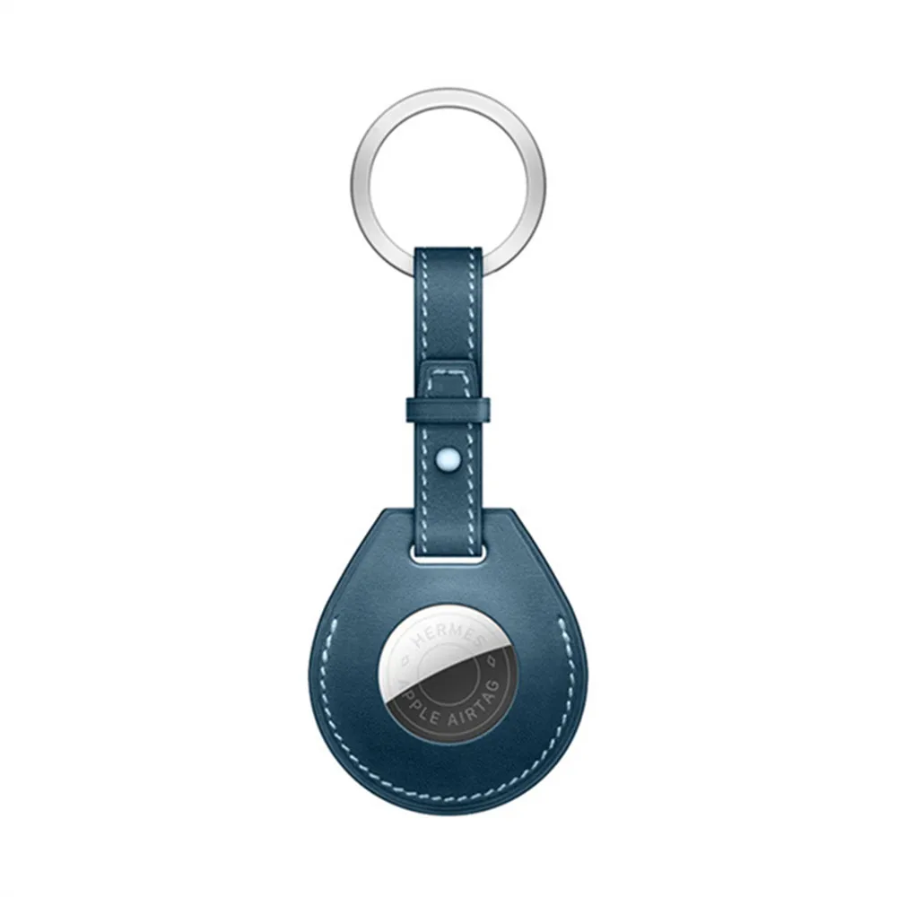 Leather AirTag Case Protector Cover Shockproof Anti-Scratch Anti-Fall Sleeve Keychain Key Ring For Apple Air tag Tracker Device