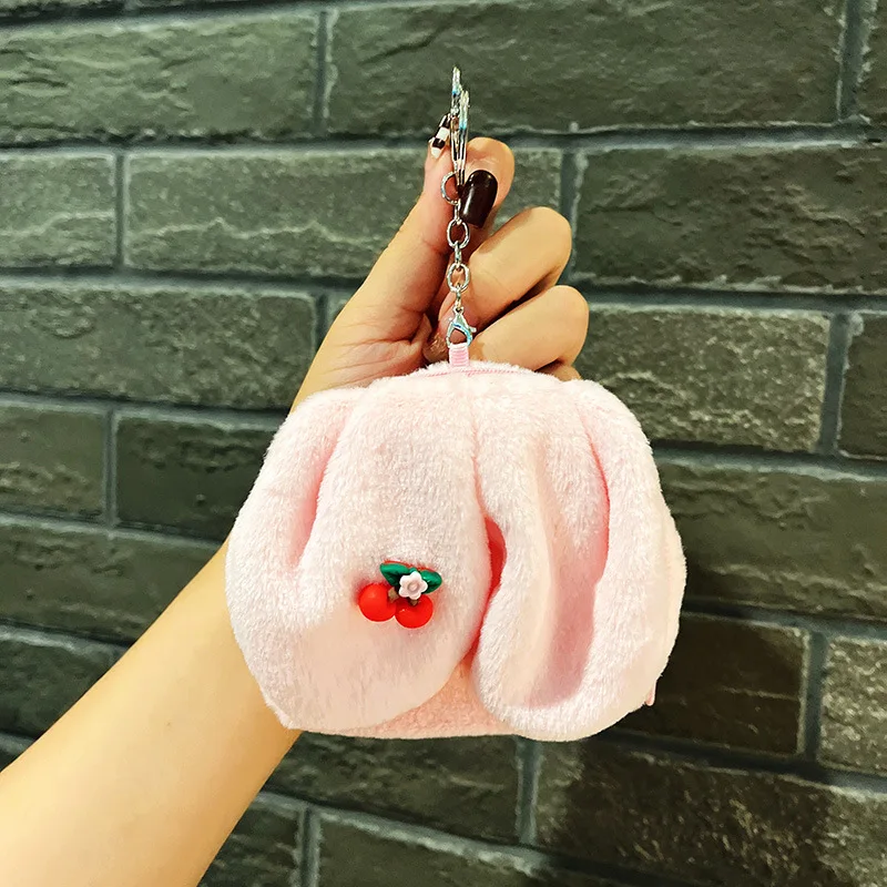 Cute Plush Toy Fruit Coin Purse Radish Cherry Plush Bag Creative Pendant Lipstick Bag Coin Purse Birthday Christmas Gift