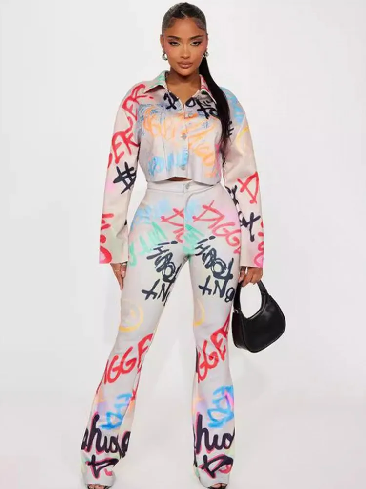 

Женский комплект из 2 предметов Dashiki, африканская одежда, лето-осень, новый модный топ с длинными рукавами и брюки, костюм для вечеринок, женские одинаковые комплекты