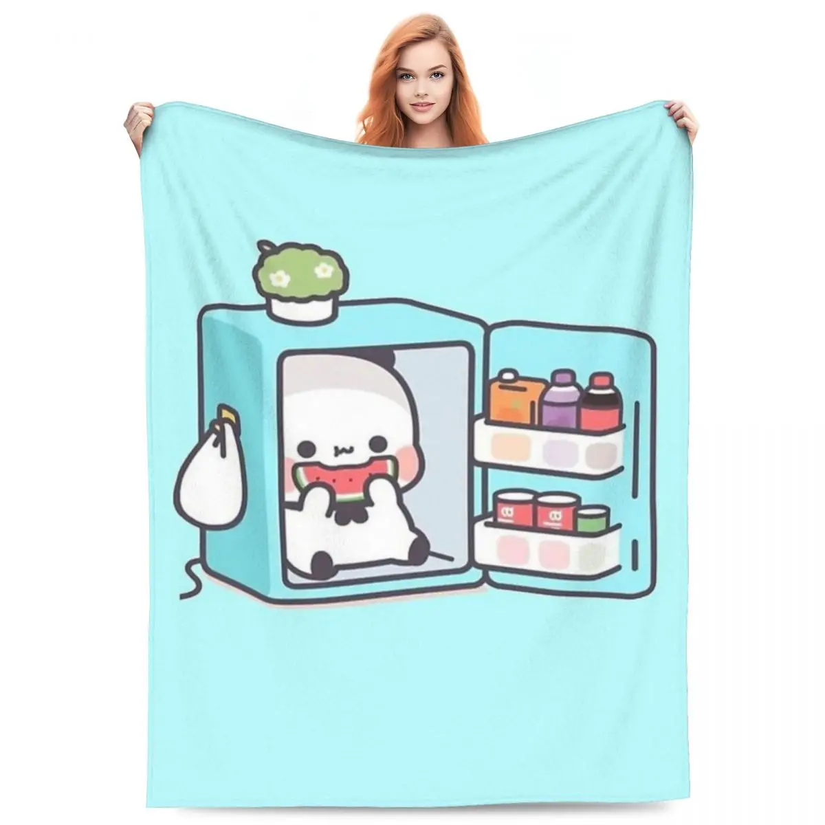 

Panda Brownie Bear Mochi Cats Blankets Flannel Sofa Lightweight Throw Blankets for Couch Bedding Office Throws Bedspread Quilt