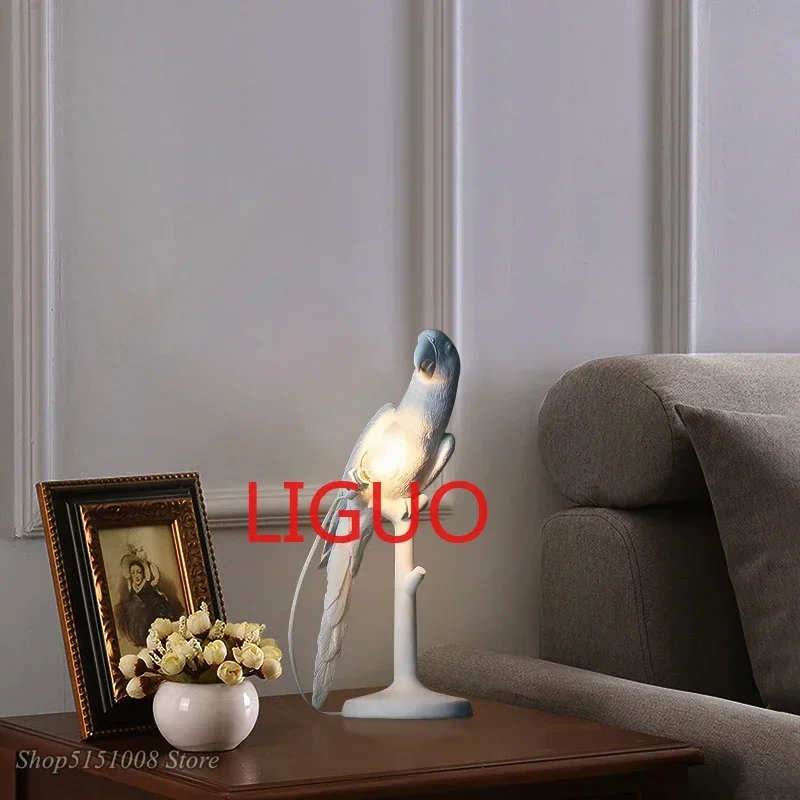 

creative resin animal parrot table lamps Nordic living room bedroom study children's room bedside desk lamp Decor Light Fixtures