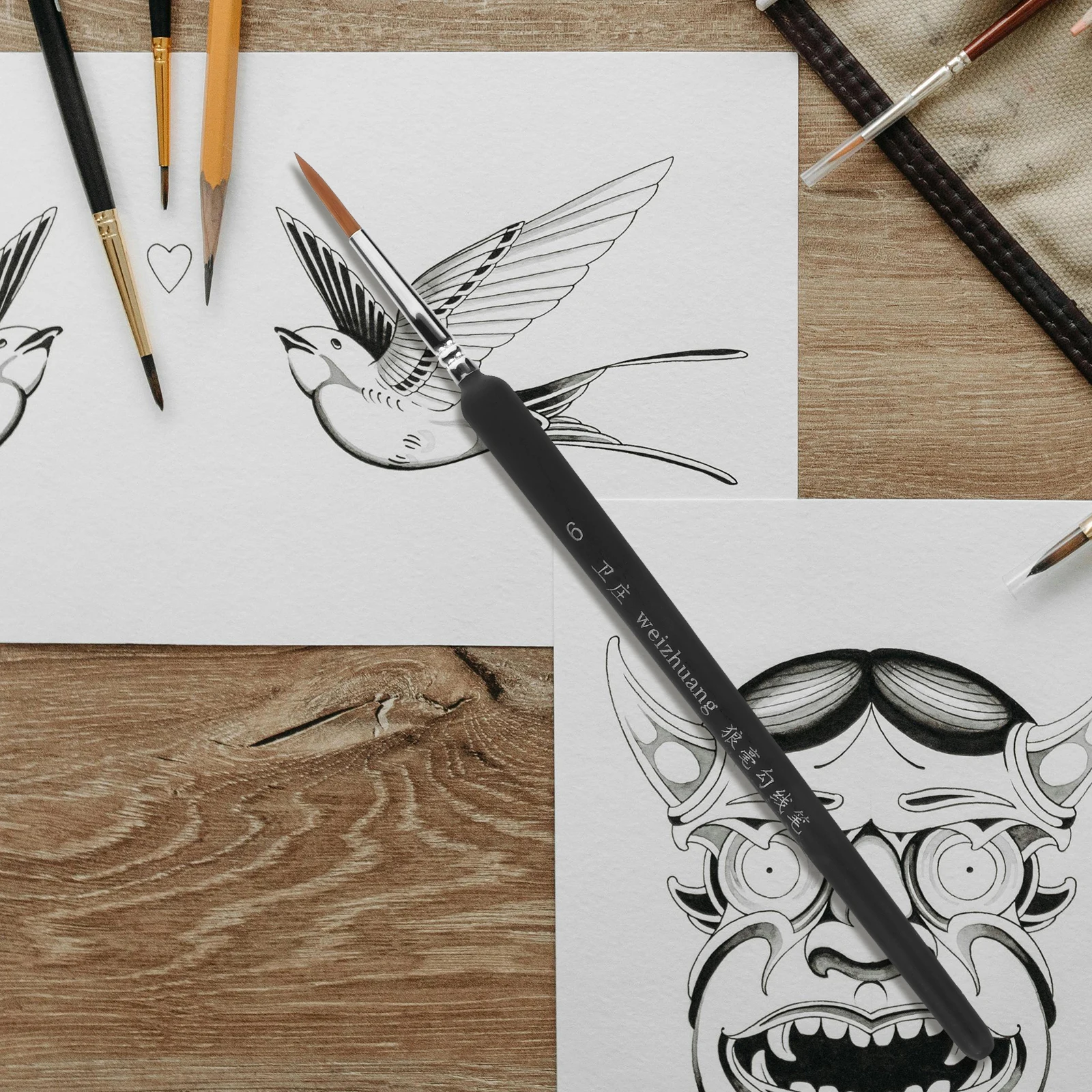 7 قطعة مجموعة فرش تفاصيل شعر الذئب اللوحة المنمنمات الاكريليك المائية النفط الغواش بطانة الفن 000 2 3 4 5 6 7 المهنية #1