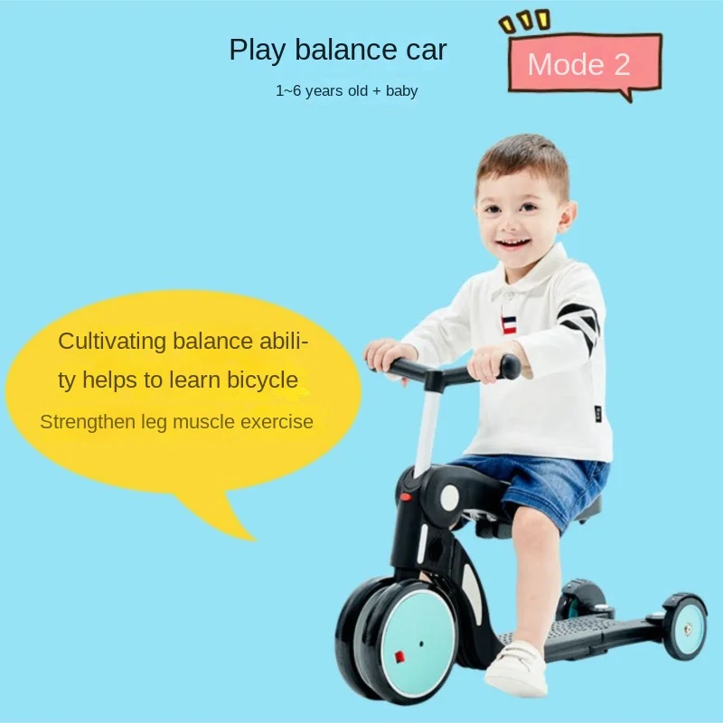 5-in-1 multifunctionele kickboard-scooter 1-3-6 jaar oude kinderen duwscooter buiten verstelbare balans fiets driewieler