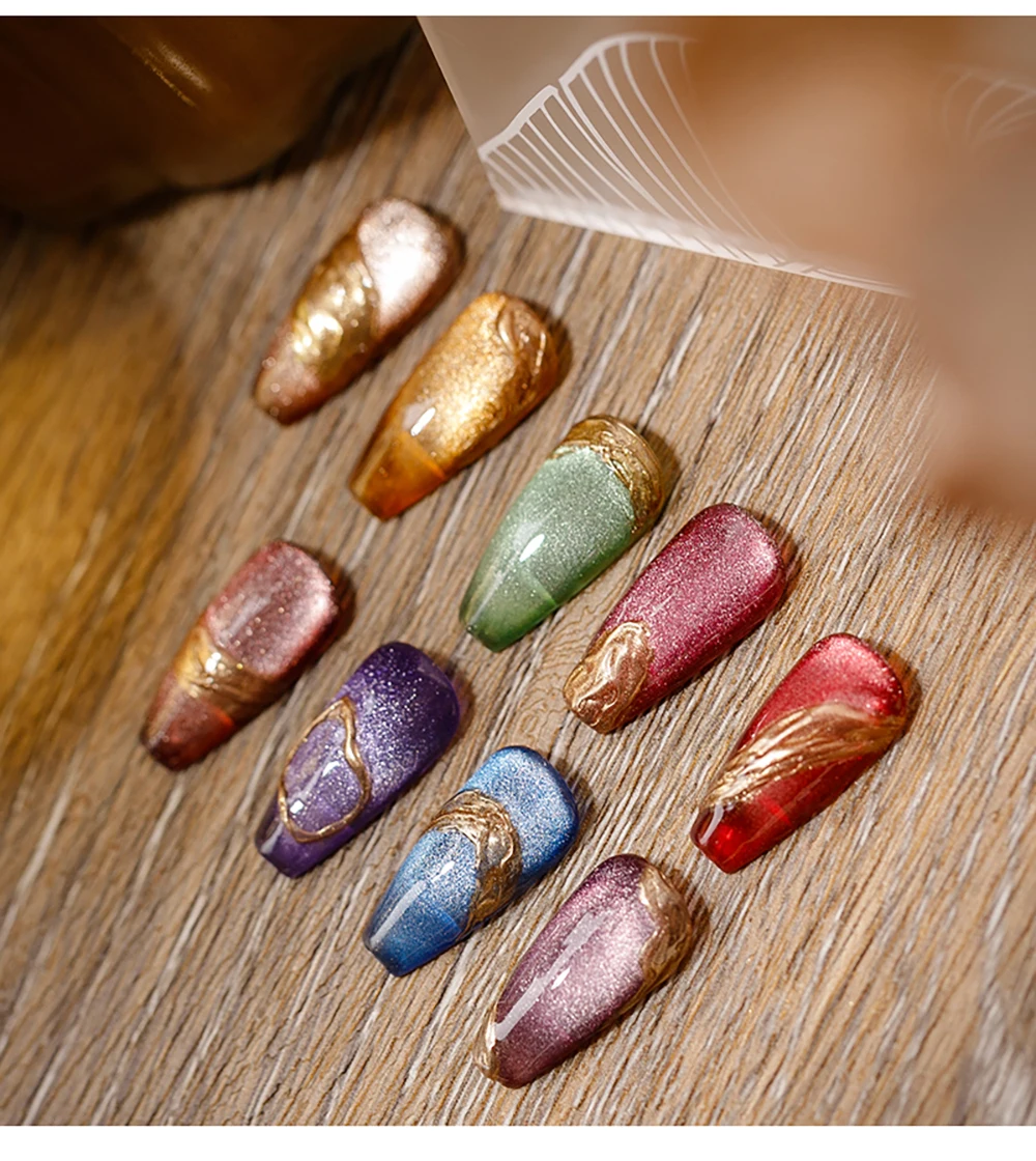Vendeeni 9 Farben Kristall-Breit-Katzenaugen-Gel-Nagellack-Set Magnetischer UV-Soak-Off-Gel-Lack Silberner Schneelicht-Katzenaugen-Gel-Lack – Detail 12