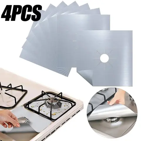 1/4PCS 재사용 가능한 가스 스토브 프로텍터 알루미늄 가스 호일 스토브 버너 프로텍터 커버 홈 주방 스토브 청소 보호 패드