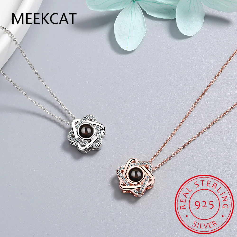 Sweet Romantic 100 Languages I Love You Projection Jewish Hexagram Pendant Necklace Love Memory Wedding Magen David Necklace