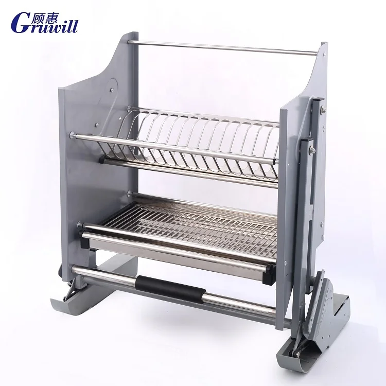 المبيعات الساخنة رفع درج خزانة سحب أسفل المطبخ سلة التخزين رفوف سلك المصعد لتنظيم فعال #6
