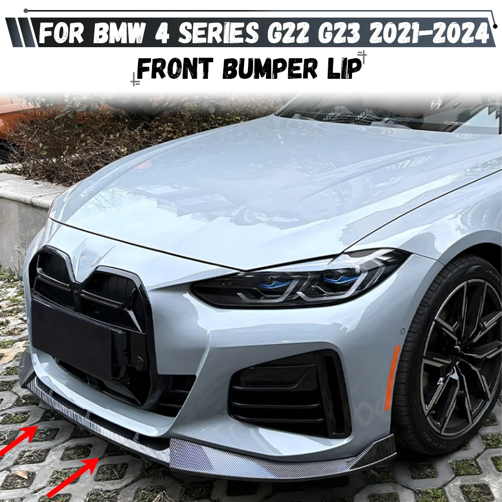 ل BMW 4 سلسلة G22 G23 420i 430i 430d M440i M 2021-2024 الجبهة حافة مصد السيارة المفسد الفاصل الناشر بوديكيت ضبط #1
