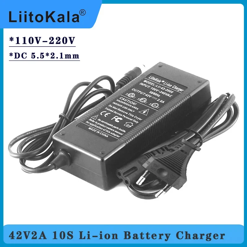 

1-5pcs LiitoKala 10S 36V/42V 2A 18650 Charger 100-240V Input Lithium Li-ion Charger For 36V Electric Bike wo-wheel Vehicle