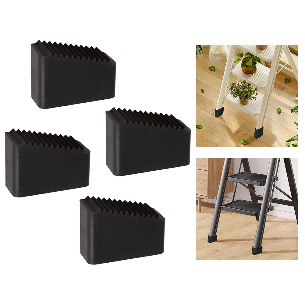 4 Rubber Ladder Feet Inserts For Better Load Distribution And Lower Risk Of Indentation On Delicate Flooring