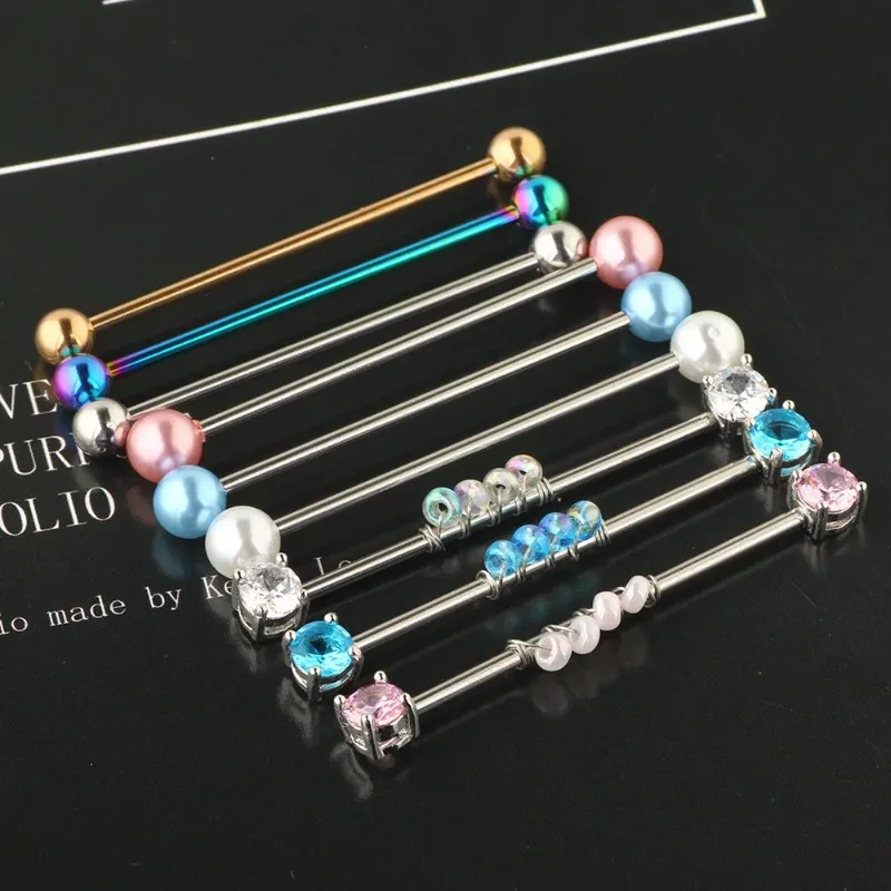 9pcs Piercing Jewelry Set Long Rod Stud Earrings Stainless Steel Industrial Bridge Industrial Earrings Piercing