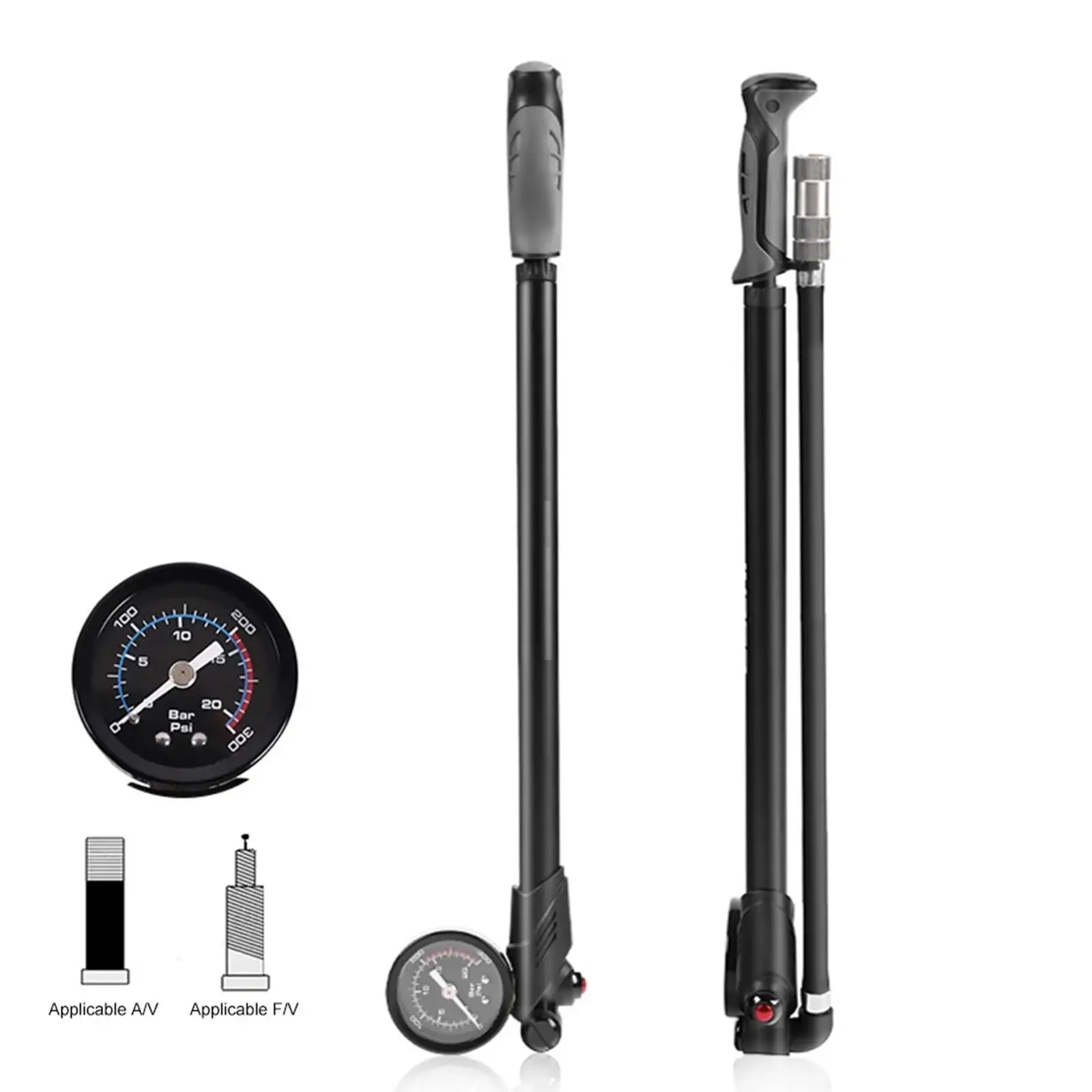 

Bicycle Shock Pump Bicycle Tire Pump 300PSI High Pressure Lightweight Practical