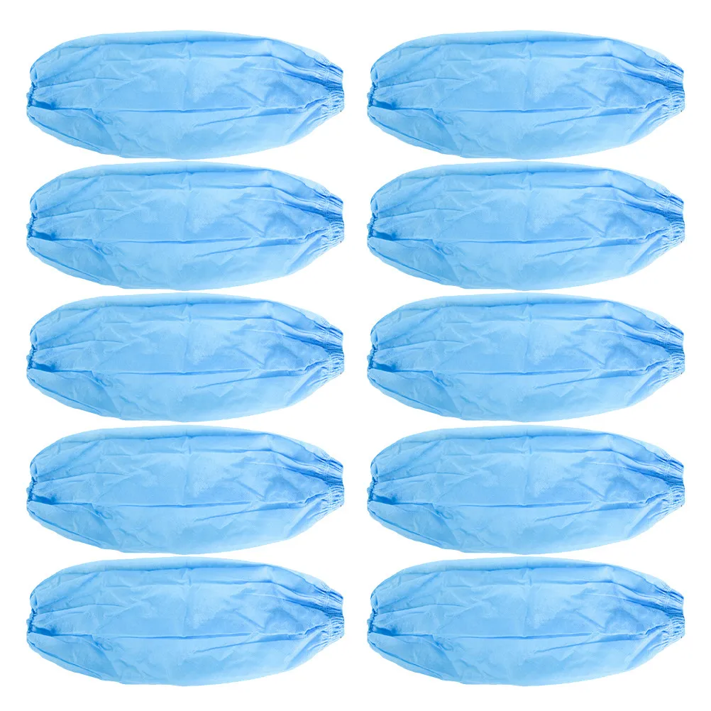 

10Pcs Disposable Environmental Friendly Arm Sleeves Waterproof Oilproof Kitchen Protection Sleeve Covers Blue Elastic Fit