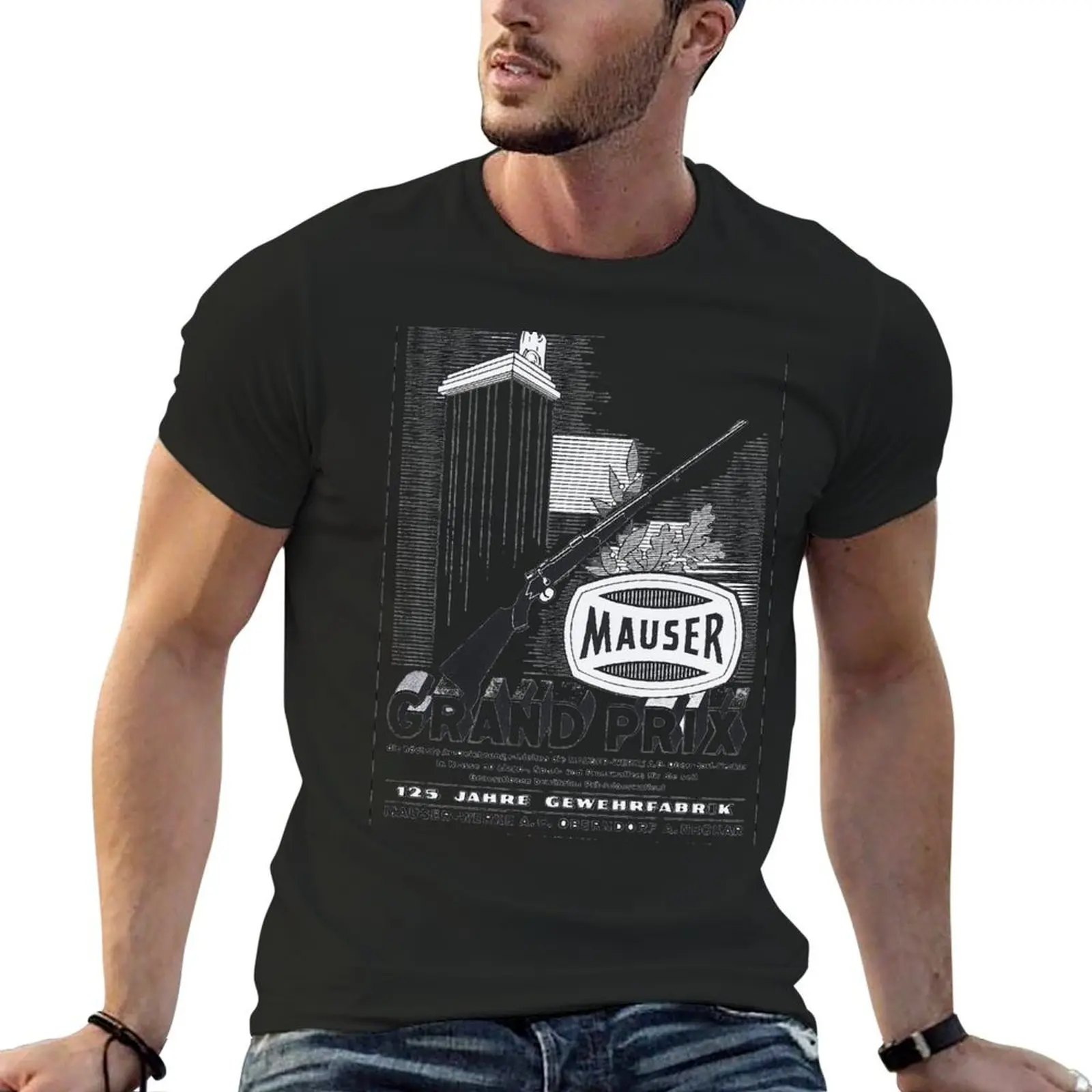 Vintage Mauser hunting rifle T-Shirt tops vintage t shirts slim fit t shirts for men