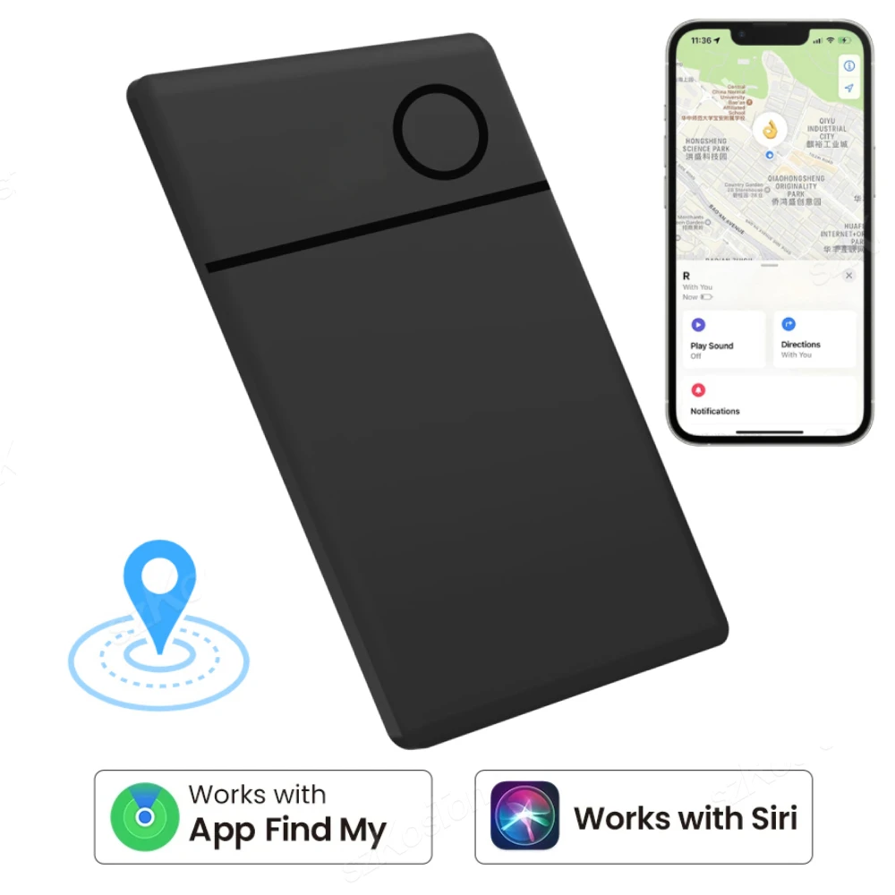 Card Finder Wallet Tracking Tag Compatible with iOS Find My App for Keys Wallet Bags Suitcase Mini GPS Locator Anti-loss