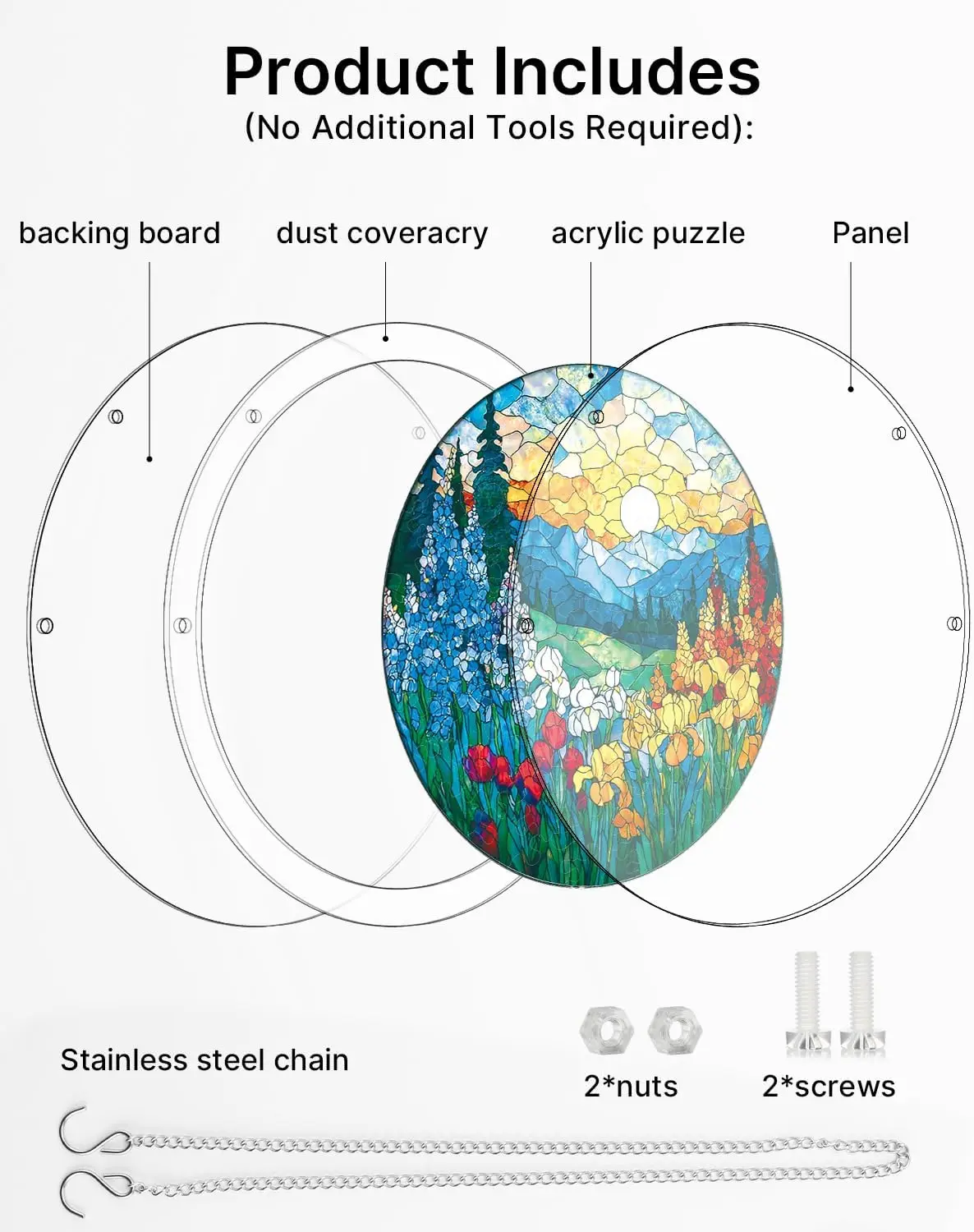 Acrylic Puzzle Suncatcher 83 Pieces, Dawn Blossom Sea Sun Catchers Puzzle, DIY SunCatchers Puzzles Window Hanging, Garden Decor - view 4