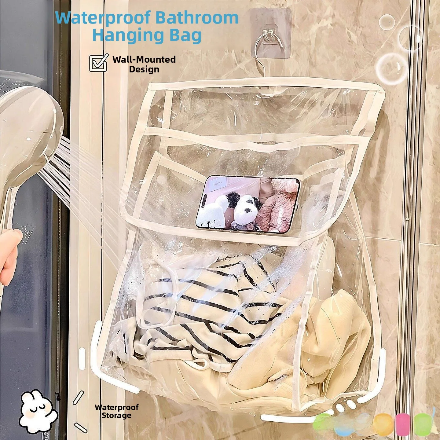 

Водонепроницаемая сумка для хранения одежды в ванной, органайзер для белья, дорожная сумка, настенный дизайн, однотонная, материал ABS+PC