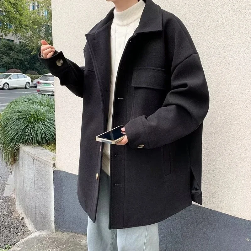 

Thickened Men's Mid To Long Woolen Windbreaker for Autumn and Winter 2025 Men's Outerwear with A Sense of Fit Youth Woolen Coat
