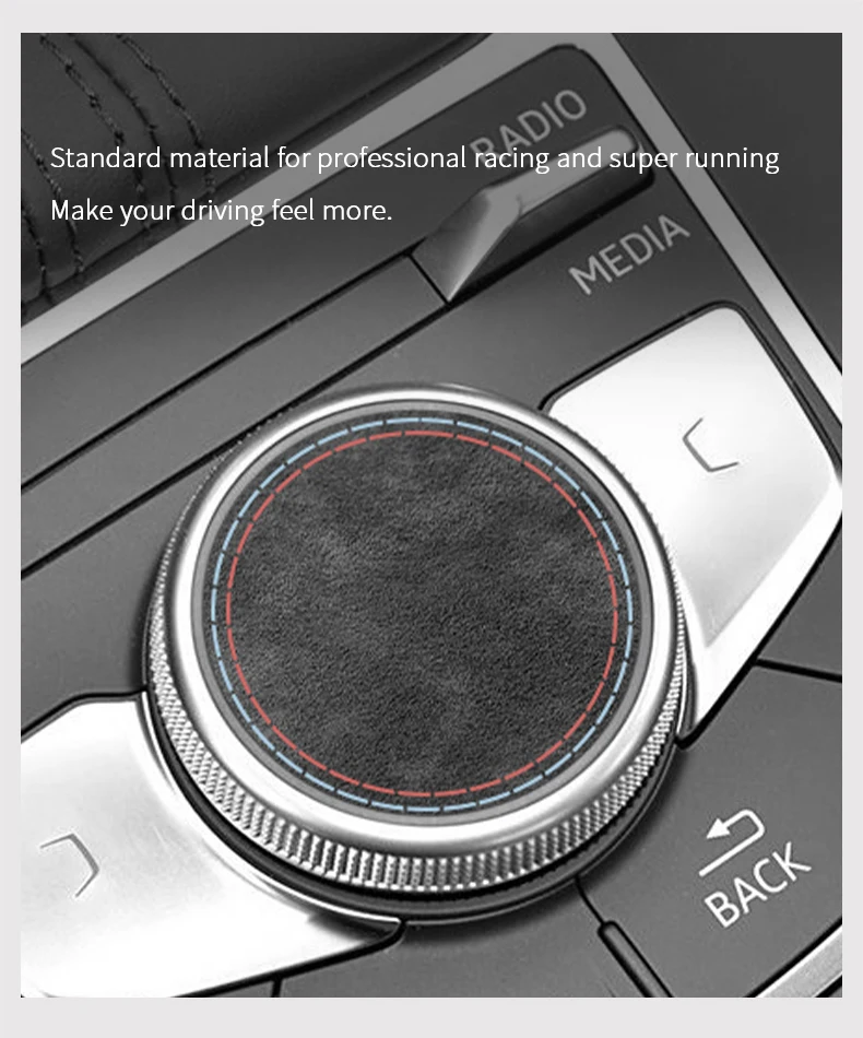 Für Audi 8V A3 S3 (2014-2019) Sportwagen Multimedia Knopf Trim Aufkleber Cover Panel aus Alcantara Innenzubehör – Detail 1