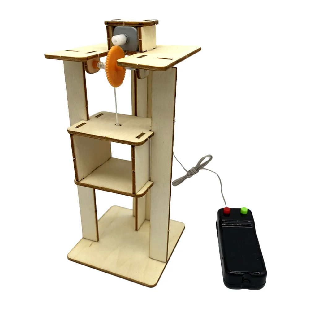 Wooden Elevator Model Toy for Kids High Grade Material Easy Assembly Educational Fun Mini Metal Plastic Parts