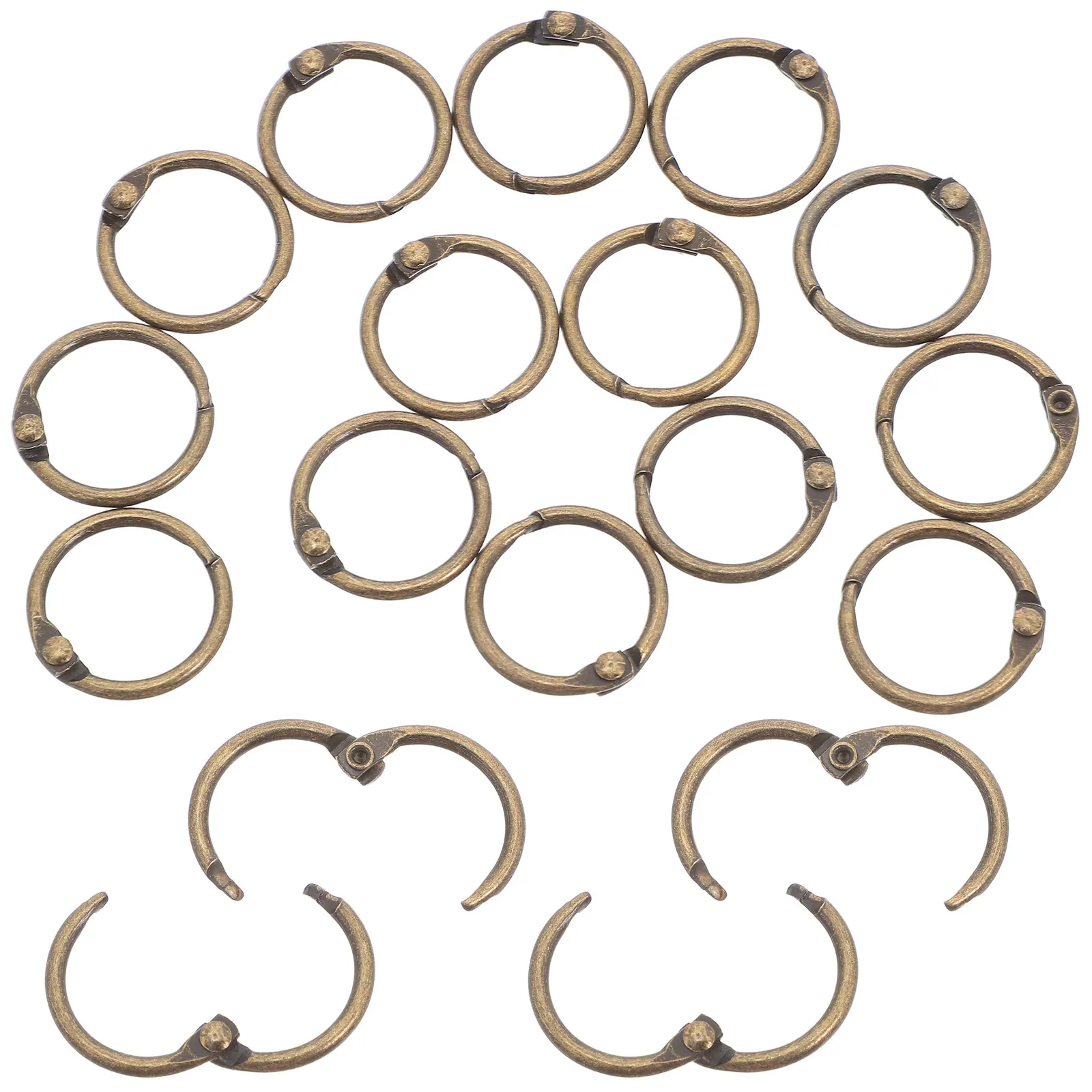 

50Pcs Metal Binder Rings Loose Leaf Book Binding Circles Bronze Snap Open Rings for Notebooks Planners Journals