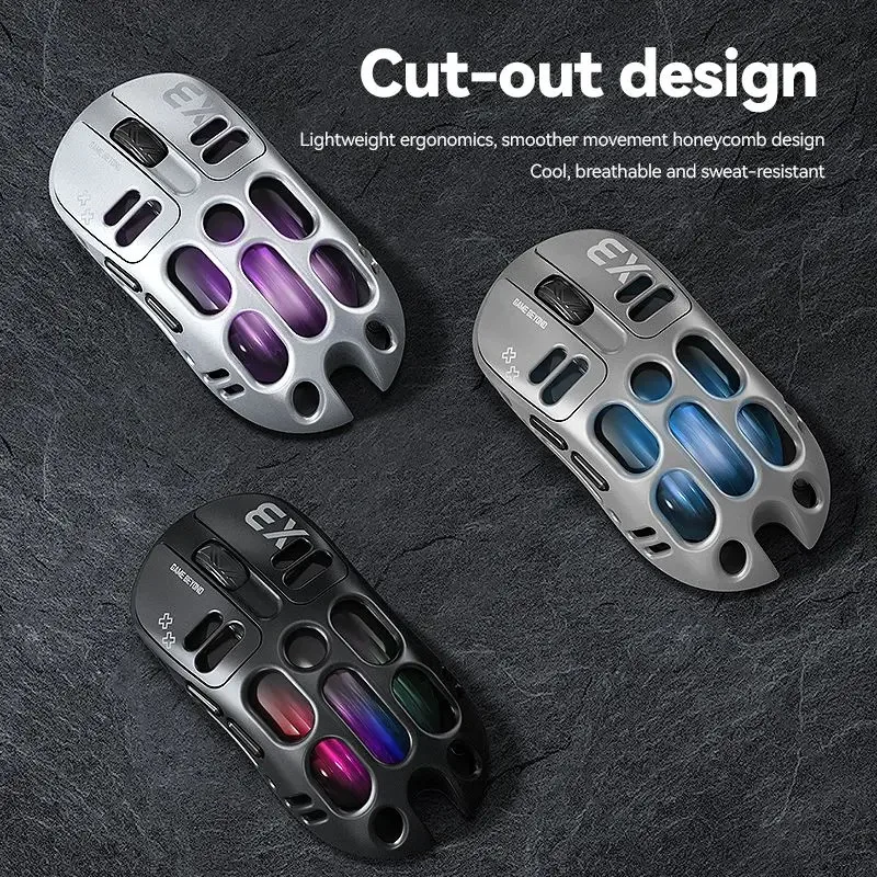

X3 Wireless Gaming Mouse PAW3311 Sensor 1000Hz Return Rate Lightweight Hollow RGB Backlight Design
