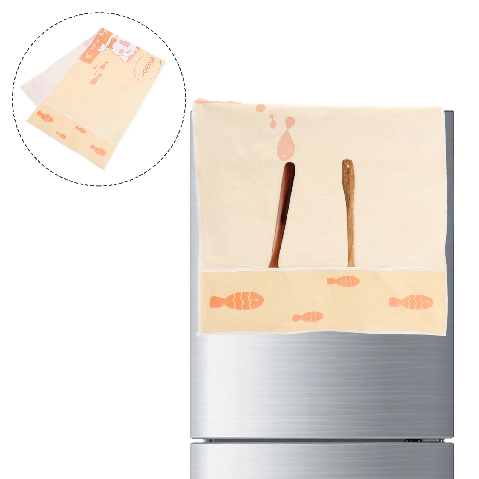 

PEVA Fridge Dust Cover for Double Door Storage Pocket Waterproof Anti Dust Home Appliances Protector Top Cover Refrigerator
