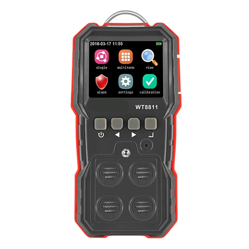 เครื่องตรวจจับก๊าซอุตสาหกรรมแบบดิจิตอลพกพา WT8811 4 in 1 ตรวจจับก๊าซคาร์บอนมอนอกไซด์ ออกซิเจน ก๊าซไวไฟ และก๊าซไฮโดรเจนซัลไฟด์